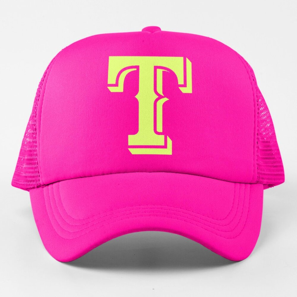 NEW Texas Rangers T Electric Pop Foam Trucker Snapback Hat NEON HOT PINK